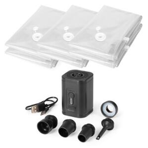 COMPACTOR Cestovní vakuovací set s elektrickou vakuovací pumpou + 6 ks vakuových pytlů Compress S