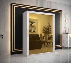Šatní skříň Abi Golden T3 Barva korpusu: Černá, Rozměry: 100 cm, Dveře: Černý Marmur + zlaté zrcadlo