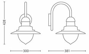 Philips 01652/52/PN Raindrop venkovní nástenné svítidlo 1xE27 IP44 nerez