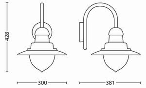 Philips 01652/30/PN Raindrop venkovní nástenné svítidlo 1xE27 IP44 černá