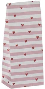 Papírový sáček Red Hearts / Pink Stripes 22,5 cm – set 5 ks