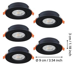 Eglo 902266 -SADA 5x LED Podhledové bodové svítidlo BARRANCO LED/4,8W/230V černá