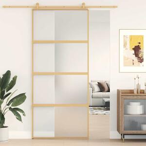 Posuvné dveře zlaté 90 x 205 cm mléčné ESG sklo a hliník 155182