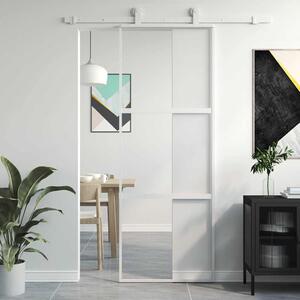 Posuvné dveře bílé 76 x 205 cm tvrzené sklo a hliník 155204