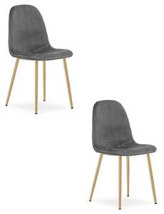 Židle – Leobert – Padva – tmavě šedý samet / dubové nohy – 44,5 × 53 × 87 cm – sada 2 ks