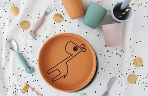 Hořčicově žlutý silikonový dětský talíř Done by Deer Raffi