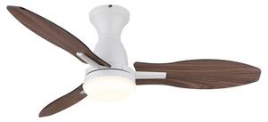 GLOBO 03671W GALE stropní ventilátor se světlem D1070mm LED 22W 2890/2453lm 3000+4500+6000K bílá, imitace dřeva, časovač, dálkový ovladač