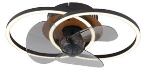 GLOBO 03661 KAREN stropní ventilátor se světlem LED 24W 2800/490lm 2700-6500K černá, kouřová, časovač, dálkový ovladač