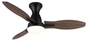 GLOBO 03671B GALE stropní ventilátor se světlem D1070mm LED 22W 2890/2453lm 3000+4500+6000K černá, imitace dřeva, časovač, dálkový ovladač