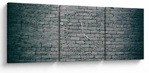 Obraz cihlové zdi (s hodinami) (90x30 cm)
