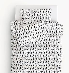Goldea dětské bavlněné povlečení - vzor 533 černé kočky na bílém 140 x 200 a 70 x 90 cm