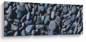 Obraz plážových oblázků (s hodinami) (90x30 cm)