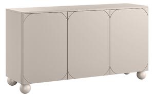 Moderní komoda Sonatia II 150 cm třídveřová - kašmír / kulaté nohy