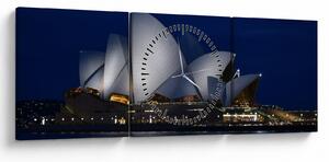 Obraz nočního Sydney (s hodinami) (90x30 cm)