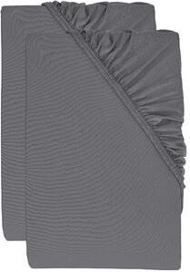 Livarno® Sada žerzejových napínacích prostěradel, 90–100 x 200 cm, 2dílná, šedá (800013660)
