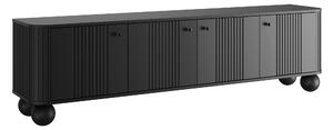 Moderní TV skříňka Vesper 187 cm - černá / černé úchyty / kulaté nohy