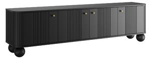 TV stolek Vesper 4D 187 cm - černý / zlaté úchyty / kulaté nohy
