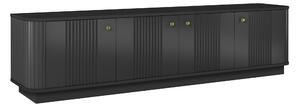 TV stolek Vesper 4D 187 cm na soklu - černý / zlaté úchyty