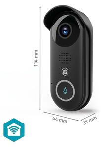 Nedis WIFICDP11BK - Chytrý videozvonek se senz. 5V Full HD 1080p IP54 Wi-Fi Tuya