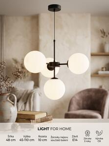 Light for home - Černý závěsný lustr se stínidlem v bílé barvě a možností regulace " IMPERIA", 4x40W, E14, Černá