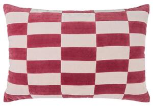 CHECKER VELVET Polštář 40 x 60 cm - červená/růžová