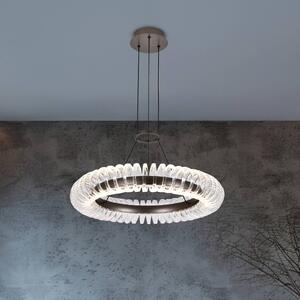 Viokef LED závěsné světlo Alba, šedá kartáčovaná/čirá, Ø 60 cm, kov/akryl, Čirá / transparetní, Obývací pokoj / jídelna, Plast, Moderní