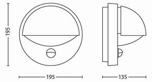 Philips 16246/93/PN June venkovní nástěnné svítidlo E27 1x42W IP44 antracitové s pohybovým čidlem