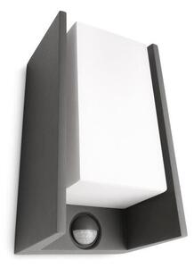 Philips 16352/93/PN Bridge venkovní nástěnné svítidlo E27 1x42W IP44 antracitové s pohybovým čidlem