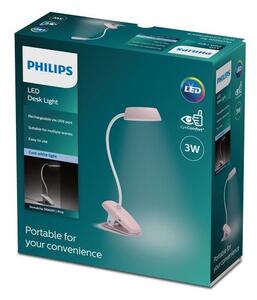 Philips 8719514396876 Donutclip stolní dotyková klipsová lampička s lupou LED 3W/175lm 4000K USB růžová stmívatelná