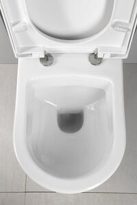 , Závěsné WC NERA s podomítkovou nádržkou a tlačítkem Schwab, bílá, NS952-SET5