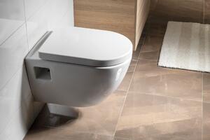 , Závěsné WC NERA s podomítkovou nádržkou a tlačítkem Schwab, bílá, NS952-SET5