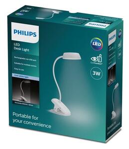 Philips 8719514396890 Donutclip stolní dotyková klipsová lampička s lupou LED 3W/175lm 4000K USB bílá stmívatelná