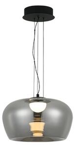 Viokef LED závěsné světlo Nadia, Ø 16 cm, kouřově šedá, sklo, Hliník / šedá / zinek, Obývací pokoj / jídelna, Sklo