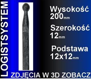 LogistSystem 1 ks ozdobná kovová špička – 200 x 12 mm (V x Š) / základna: 12 x 12 cm, dekorace na plot 40.170