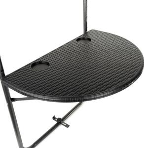 Garthen Závěsný sklopný stolek ratanového vzhledu - černý