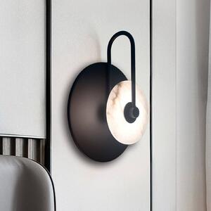 Viokef LED nástěnné světlo Samira, černá, Ø 25 cm, umělý kámen/kov, Černá, Obývací pokoj / jídelna, kov