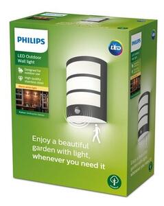 Philips 8719514417632 Python venkovní nástěnné svítidlo se senzorem LED 6W/450lm 2700K IP44 antracit