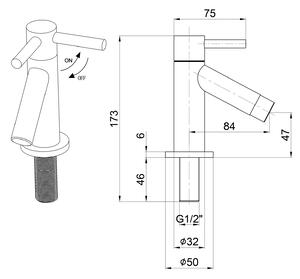 Stojánkový kulový ventil 1/2", 128 mm, chrom