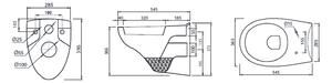 , Závěsné WC TAURUS s podomítkovou nádržkou a tlačítkem Schwab, bílá, LC1582-SET5