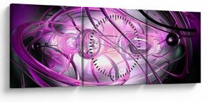 Obraz krásné fialové abstrakce (s hodinami) (90x30 cm)