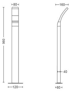Philips 8719514417793 Splay venkovní svítidlo sloupek LED 12W/1100lm 2700K IP44 antracit
