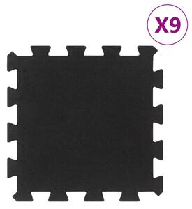 Gumové podlahové dlaždice 9 ks černé 16 mm 30 x 30 cm 155670