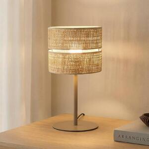TK Lighting Stolní lampa Calma, béžová, rafián, výška 38 cm, E27, Krémová / jantar, Obývací pokoj / jídelna