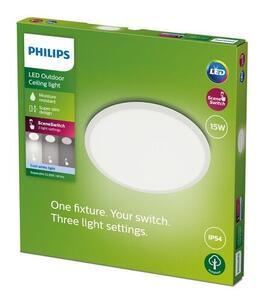 Philips 8719514417991 SuperSlim venkovní stropní svítidlo LED 15W/1500lm 4000K IP54 bílá SceneSwitch