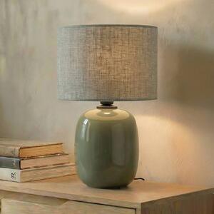 TK Lighting Stolní lampa Melody, olivově zelená, textil, výška 48 cm, E27, Zelená, Obývací pokoj / jídelna, Textil / tkanina / hedvábí