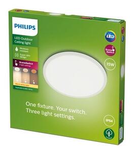 Philips 8719514417953 SuperSlim venkovní stropní svítidlo LED 15W/1300lm 2700K IP54 bílá SceneSwitch