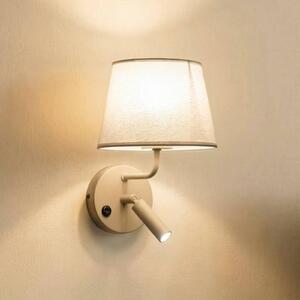 TK Lighting Nástěnné světlo Maja, pískové, textilní, lampa na čtení, výška 25 cm, stmívatelný, Krémová / jantar, Ložnice, Textil / tkanina / hedvábí
