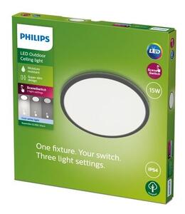 Philips 8719514418011 SuperSlim venkovní stropní svítidlo LED 15W/1500lm 4000K IP54 černá SceneSwitch