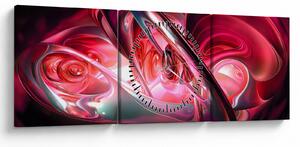 Obraz červených fraktálů (s hodinami) (90x30 cm)