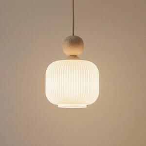 TK Lighting Závěsné světlo Ballo, 1 žárovka, bílé, sklo, Ø 15 cm, E14, stmívatelný, Krémová / jantar, Obývací pokoj / jídelna, Sklo